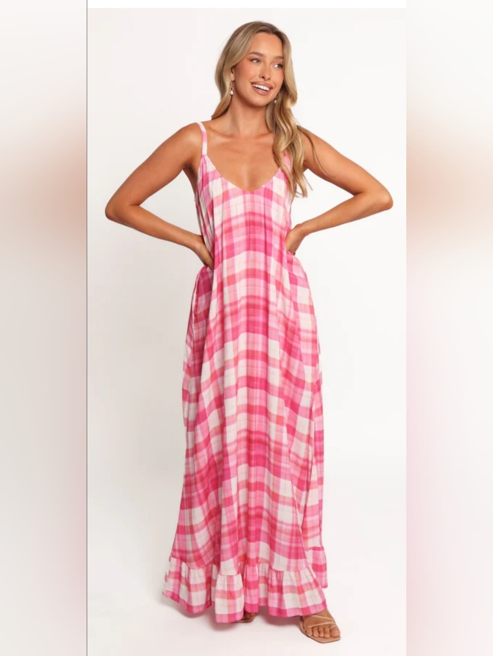 Petal & Pup Pink Plaid Maxi Sundress - Picture 1 of 9